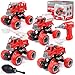 LUDILO 4PCS Fire Truck Toys for 3 4 5 Year Old Boy Birthday Gifts DIY Assembly Take Apart Firetruck with Electric Drill Stem Building Toys Xmas Bday Gifts 3 4 5 6 Year Old Boys Girls Kids Toddler Toys - Image 2