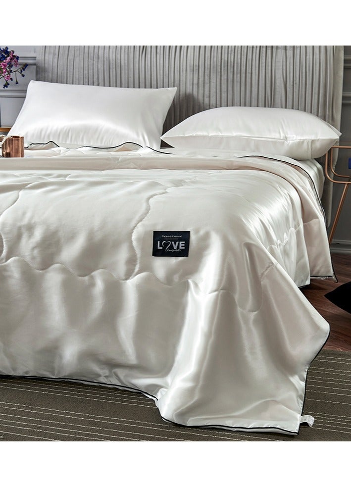 Sharpdo 4Pcs Summer Quilt Set, Air Conditioner Thin Comforters, with 1 Quilt Cover 180*220cm, Section for All-Season, White - Image 3