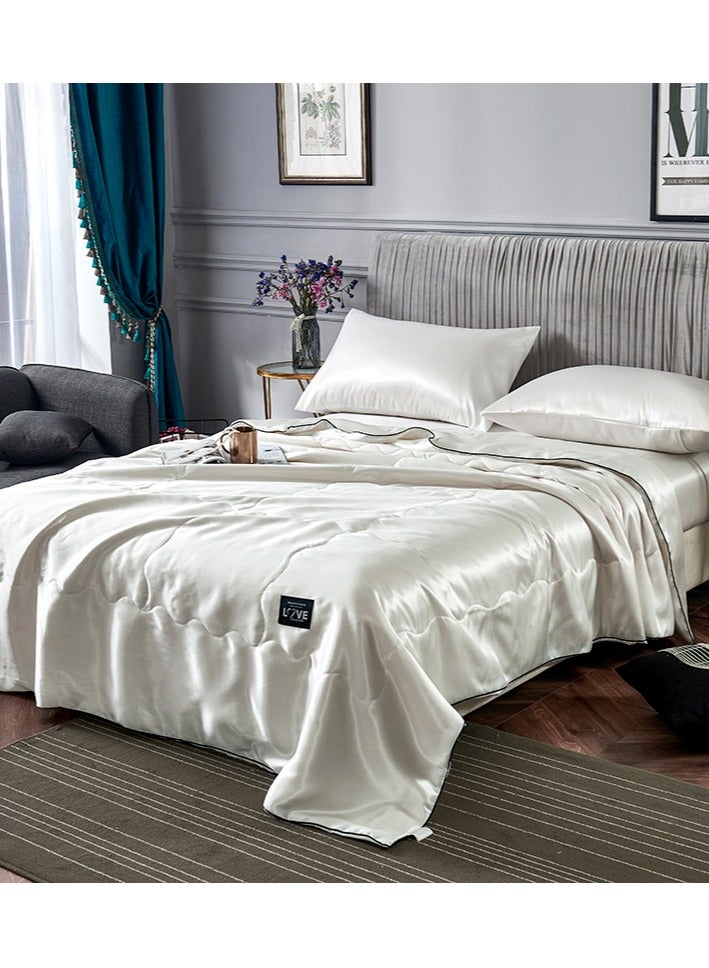 Sharpdo 4Pcs Summer Quilt Set, Air Conditioner Thin Comforters, with 1 Quilt Cover 180*220cm, Section for All-Season, White - Image 2