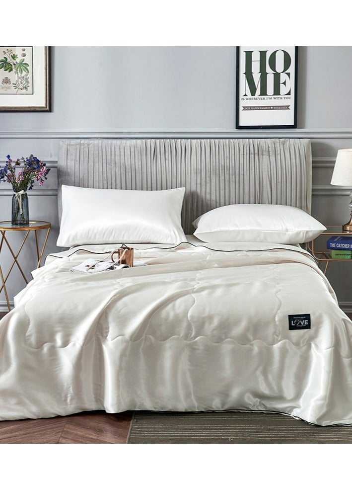 Sharpdo 4Pcs Summer Quilt Set, Air Conditioner Thin Comforters, with 1 Quilt Cover 180*220cm, Section for All-Season, White - Image 1