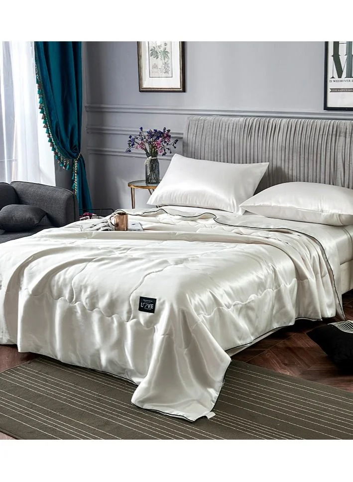 Sharpdo Sharpdo 4Pcs Summer Quilt Set, Air Conditioner Thin Comforters, with 1 Quilt Cover 180*220cm, Section for All-Season, White