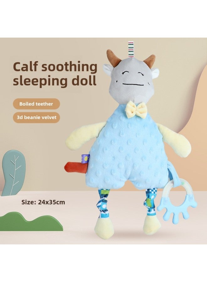 Baby Animal 3D Figurine Plush Doll With Silicone Teeth Glue Bell Paper Towel Baby Square Towel-Color:Calf Soothing Sleeping Doll (bag With Feet) Volume Weight 280g  - Image 1
