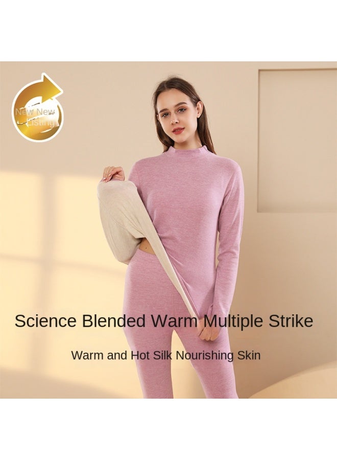 Women's Wool And Silk Thermal Underwear, Fleece-lined Thermal Shirts And Pants Set, Men's Base Layer With Fleece And Thickened Warmth For Autumn And Winter - Image 2