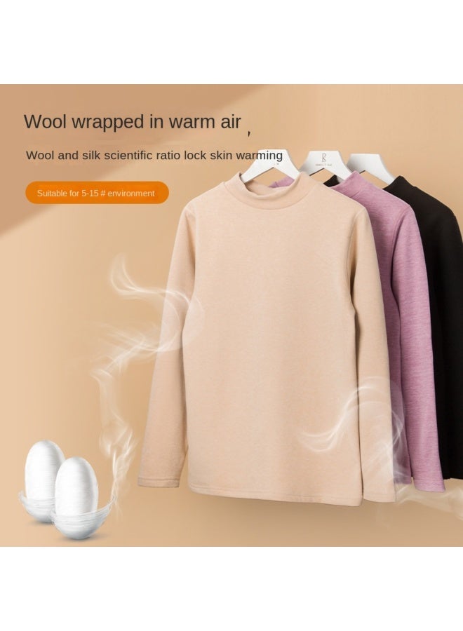 Women's Wool And Silk Thermal Underwear, Fleece-lined Thermal Shirts And Pants Set, Men's Base Layer With Fleece And Thickened Warmth For Autumn And Winter - Image 3