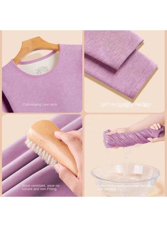 Women's Wool And Silk Thermal Underwear, Fleece-lined Thermal Shirts And Pants Set, Men's Base Layer With Fleece And Thickened Warmth For Autumn And Winter - Image 4