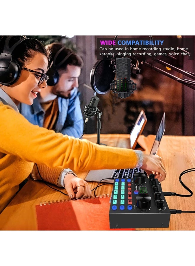 Festive Gallery V8S-X Sound Card Upgrade BM-800A Condenser Microphone Set for Live Streaming Karaoke And Voice Recording Recording Sound Card, Voice Changer Device With Multiple Funny Sound Effect USB Audio Interface - Image 2