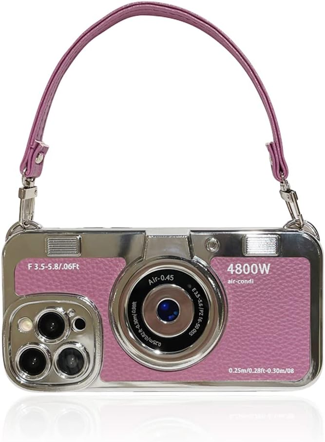 QoKcoahn Case Compatible with iPhone 13 Pro Max,Cute 3D Vintage Camera Phone Case with Hand Strap Unique Cool Silicone TPU Case Shockproof Protective Case Women Girls for iPhone 13 Pro Max - Image 1