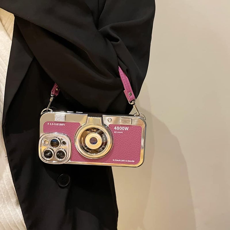 QoKcoahn Case Compatible with iPhone 13 Pro Max,Cute 3D Vintage Camera Phone Case with Hand Strap Unique Cool Silicone TPU Case Shockproof Protective Case Women Girls for iPhone 13 Pro Max - Image 4