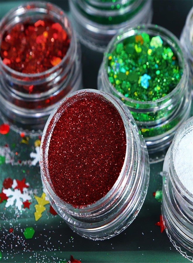 URTERYSER Snowflake Nail Art Glitter Christmas Nail Sequins Flakes 3D Snowflake Glitter For Acrylic Nail Design Christmas Powder Natural Nails Festival Decorations - Image 5