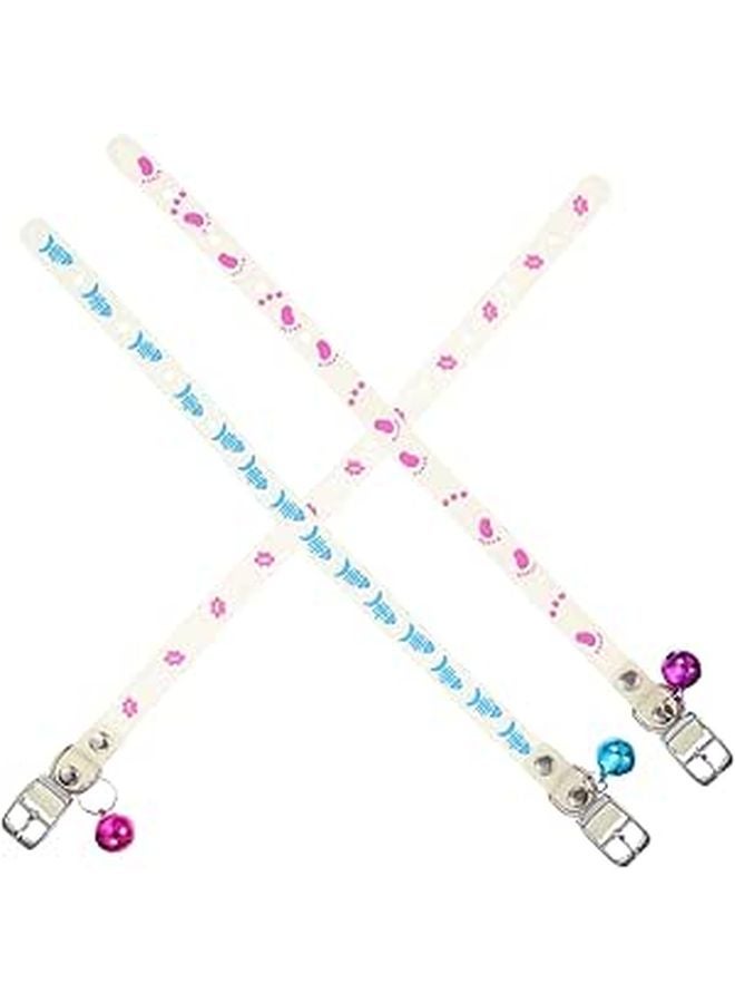 Fluorescent Dog Collar 3pcs Set With Bell For Night Safety Glow Pet Collar Random Colors - Image 1