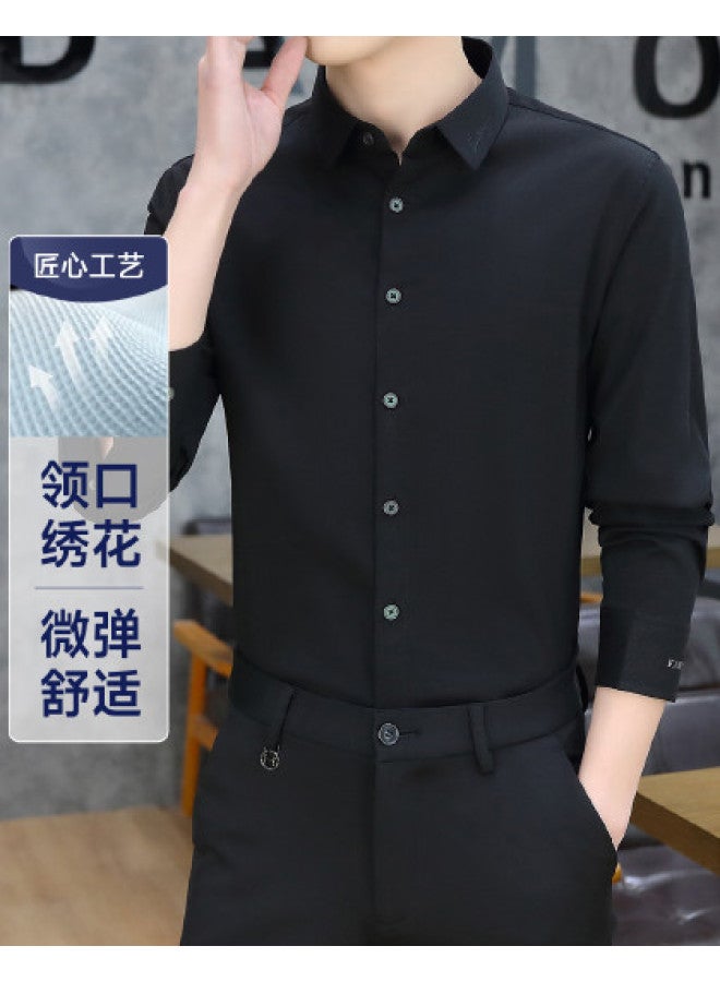 Fapai Men's Shirt Best-seller Long Sleeve Seamless Shirt Turn-down Collar Business Casual Men's Top - Image 1