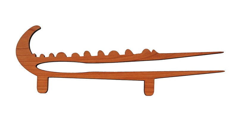 Crocodile Toaster Tongs and Oven Rack Pull Solid Cherry Wood