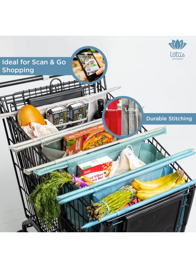 Lotus Trolley Bag Lotus Trolley Bags -set of 4 -w/LRG COOLER Bag & Egg/Wine holder! Reusable Grocery Cart Bags sized for USA. Washable Eco-friendly 4-Bag Grocery Tote. (Earth Tones)  - Image 4