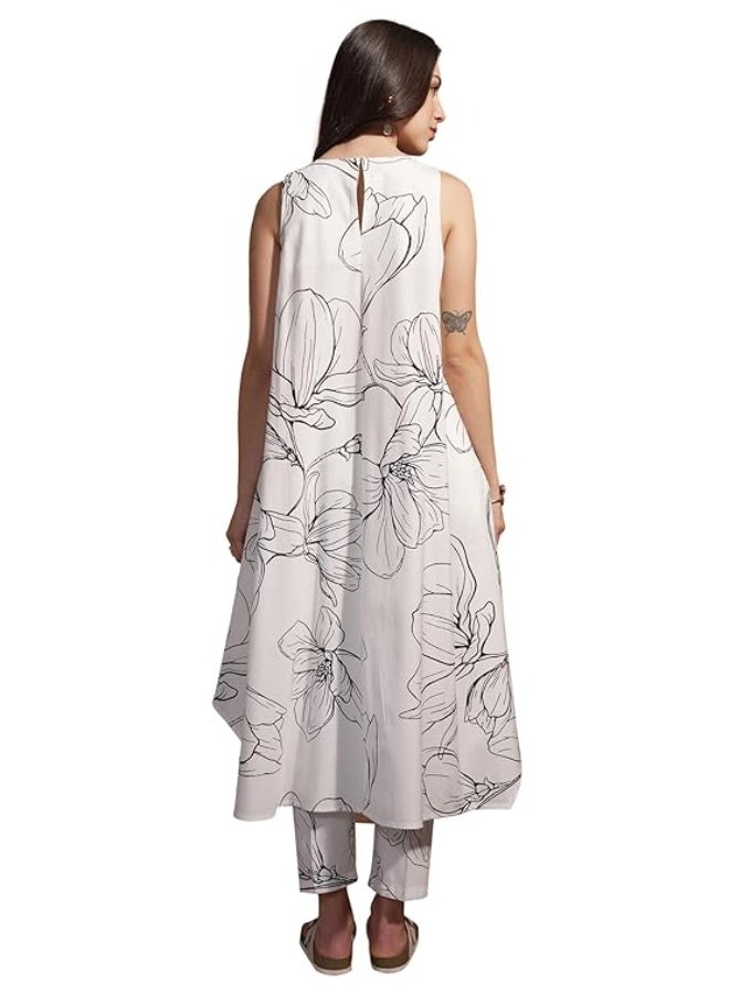 Vishudh Women's Ethnic Kurta Set | Traditional Indian Salwar Suit for Women | Elegant Indian Traditional Outfit WHITE (S) 100% Cotton - Image 2