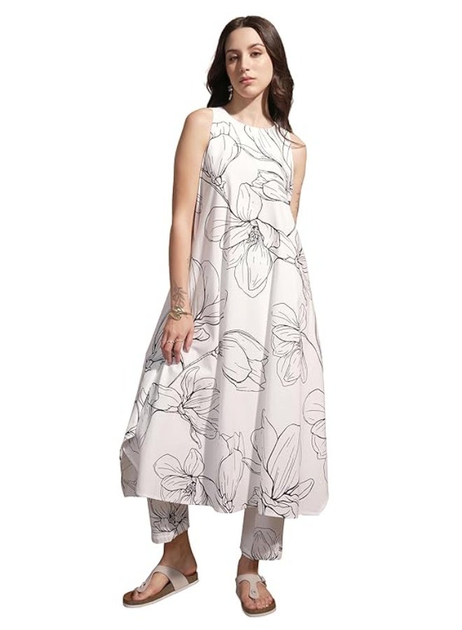 Vishudh Women's Ethnic Kurta Set | Traditional Indian Salwar Suit for Women | Elegant Indian Traditional Outfit WHITE (S) 100% Cotton - Image 1