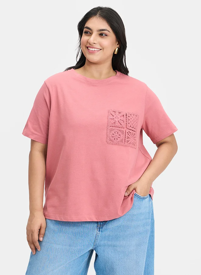 فيرجيو تي شيرت قطن فيرجيو بجيوب كروشيه