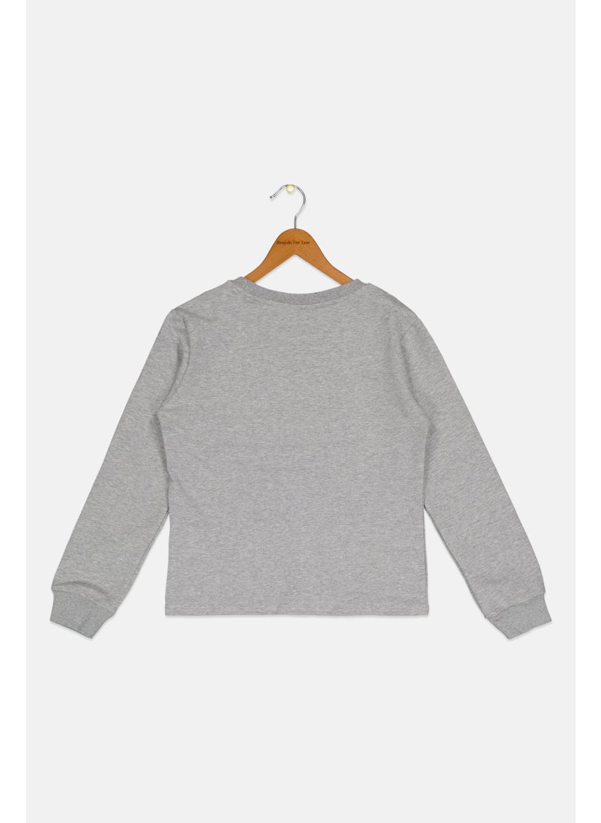 FILA Kids Girl Sportswear Fit Long Sleeves Outdoors Sweatshirts, Grey  - Image 2