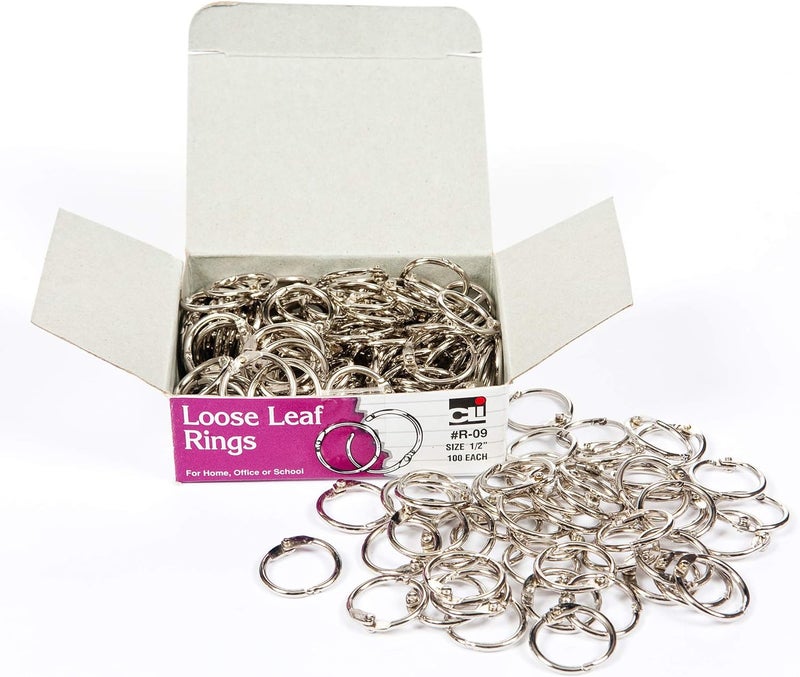 Charles Leonard Multi-Purpose Loose Leaf Rings, 1/2-Inch Diameter, 100 Count, Silver - Image 1
