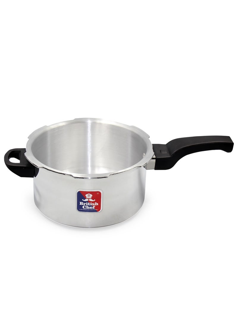 British Chef 5Liters Aluminum Pressure Cooker with Heat-Resistant Handles, Durable High Quality Aluminum Body with Secure Lid and Valve Silver  - Image 4