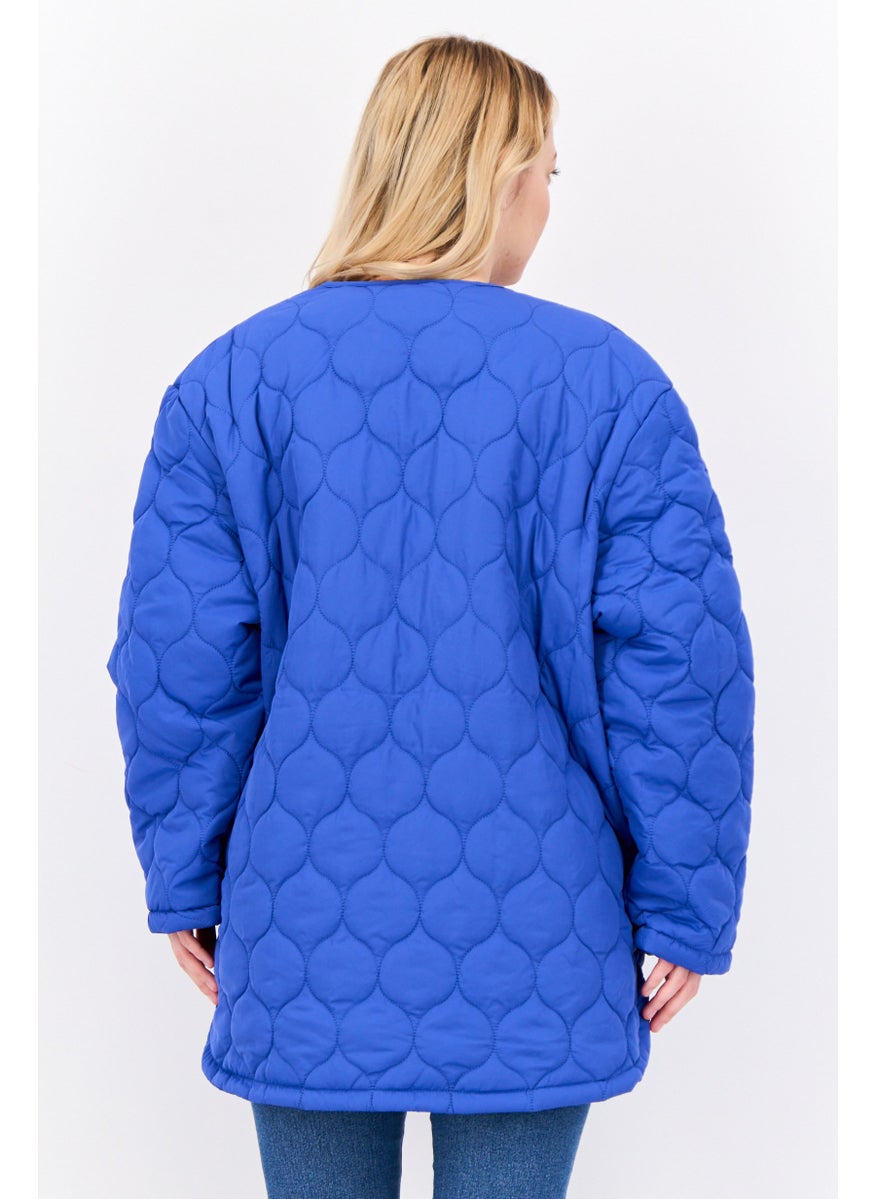 Threadbare Women Petite Quilted Puffer Jacket, Royal Blue  - Image 2