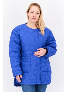 Threadbare Women Petite Quilted Puffer Jacket, Royal Blue  - Image 1