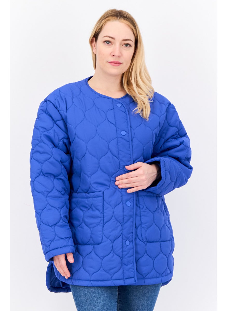 Threadbare Women Petite Quilted Puffer Jacket, Royal Blue  - Image 1