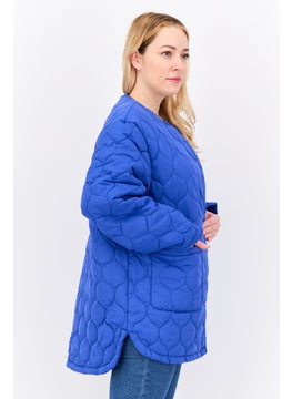 Threadbare Women Petite Quilted Puffer Jacket, Royal Blue  - Image 3