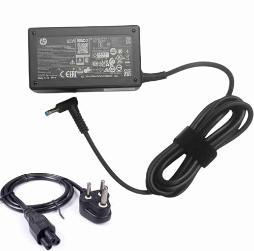 Maxelon HP 65W AC Blue Pin Laptops Charger Adapter 4.5mm fit for HP Pavilion Black (with 3 pin Power Cable) - Image 1