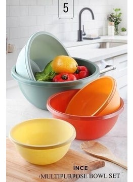 Kitchen Life وعاء خلط دائري متعدد الأغراض 5 قطع - (30+25+22+19+16.5 سم) 5 أحجام حاويات تخزين  - Image 5