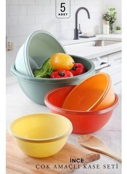 Kitchen Life وعاء خلط دائري متعدد الأغراض 5 قطع - (30+25+22+19+16.5 سم) 5 أحجام حاويات تخزين  - Image 2