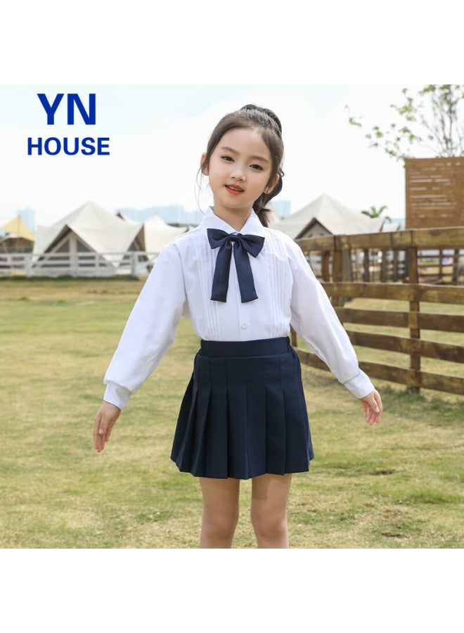 Yinuofang تنورة صغيرة مطوية للفتيات مع شورتات أمان، تنورة زي مدرسي، أزرق بحري متعدد الاستخدامات، XL - Image 1