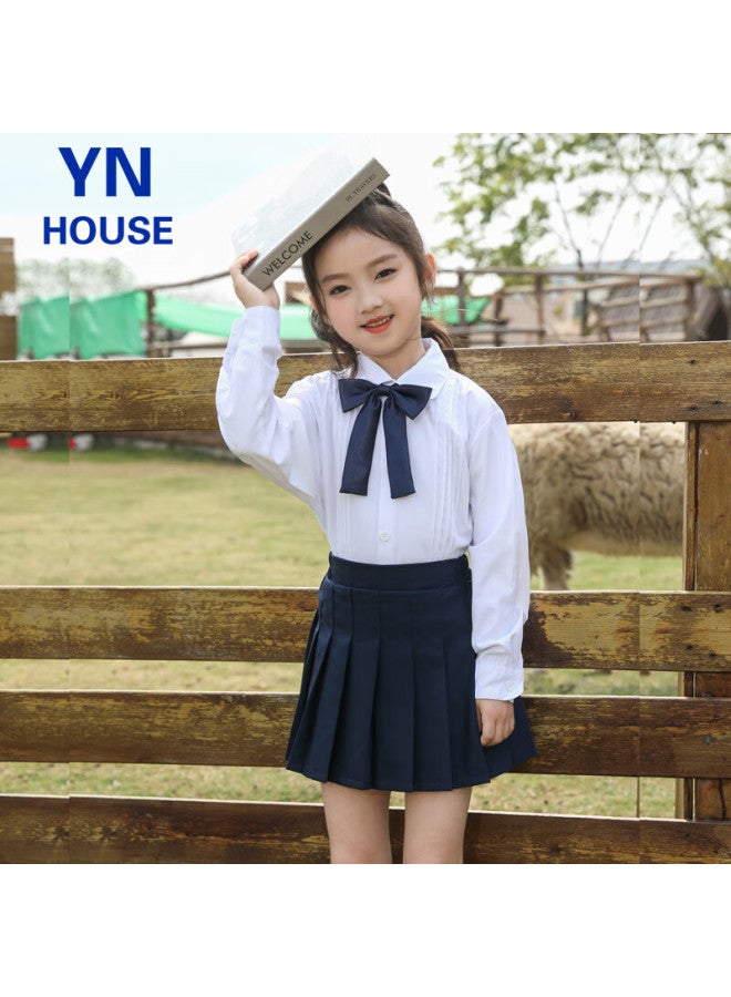 Yinuofang تنورة صغيرة مطوية للفتيات مع شورتات أمان، تنورة زي مدرسي، أزرق بحري متعدد الاستخدامات، XL - Image 5