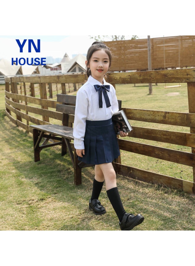 Yinuofang تنورة صغيرة مطوية للفتيات مع شورتات أمان، تنورة زي مدرسي، أزرق بحري متعدد الاستخدامات، XL - Image 4