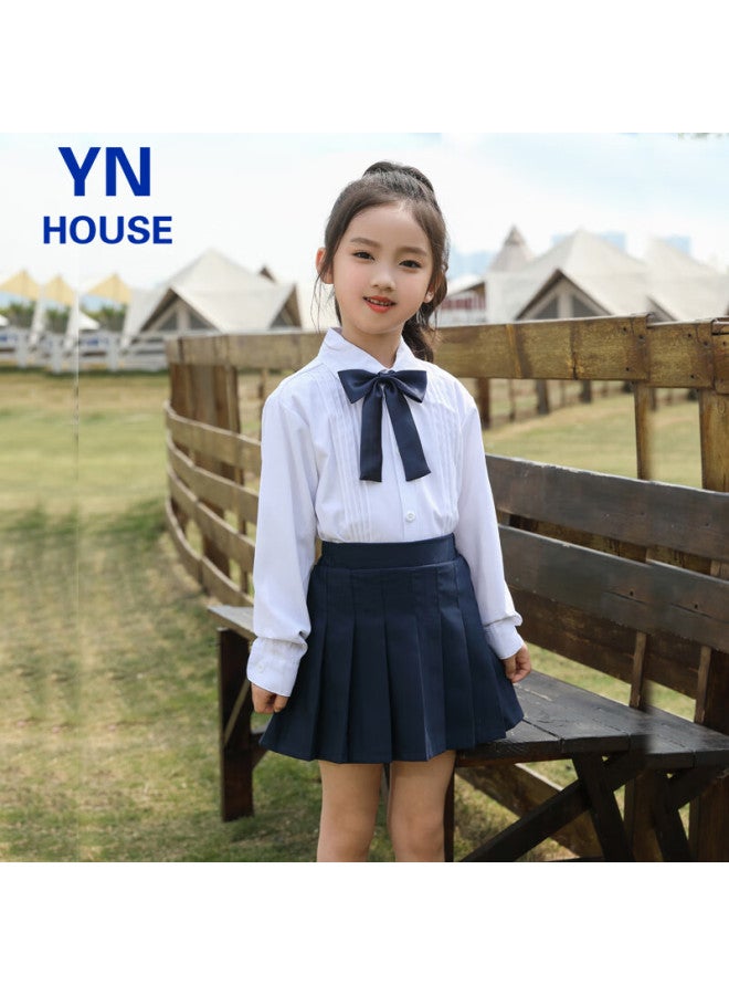 Yinuofang تنورة صغيرة مطوية للفتيات مع شورتات أمان، تنورة زي مدرسي، أزرق بحري متعدد الاستخدامات، XL - Image 2
