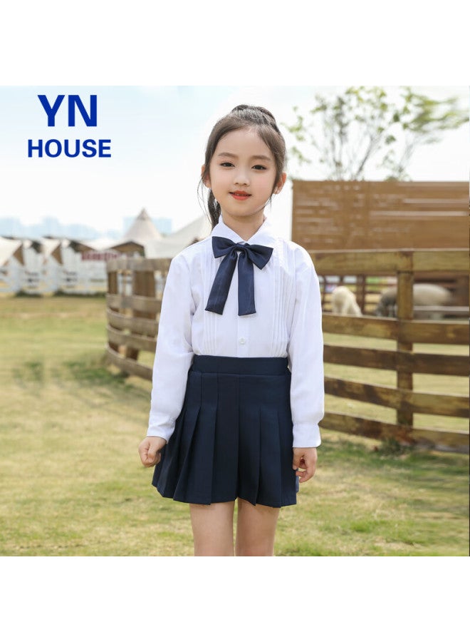 Yinuofang تنورة صغيرة مطوية للفتيات مع شورتات أمان، تنورة زي مدرسي، أزرق بحري متعدد الاستخدامات، XL - Image 3