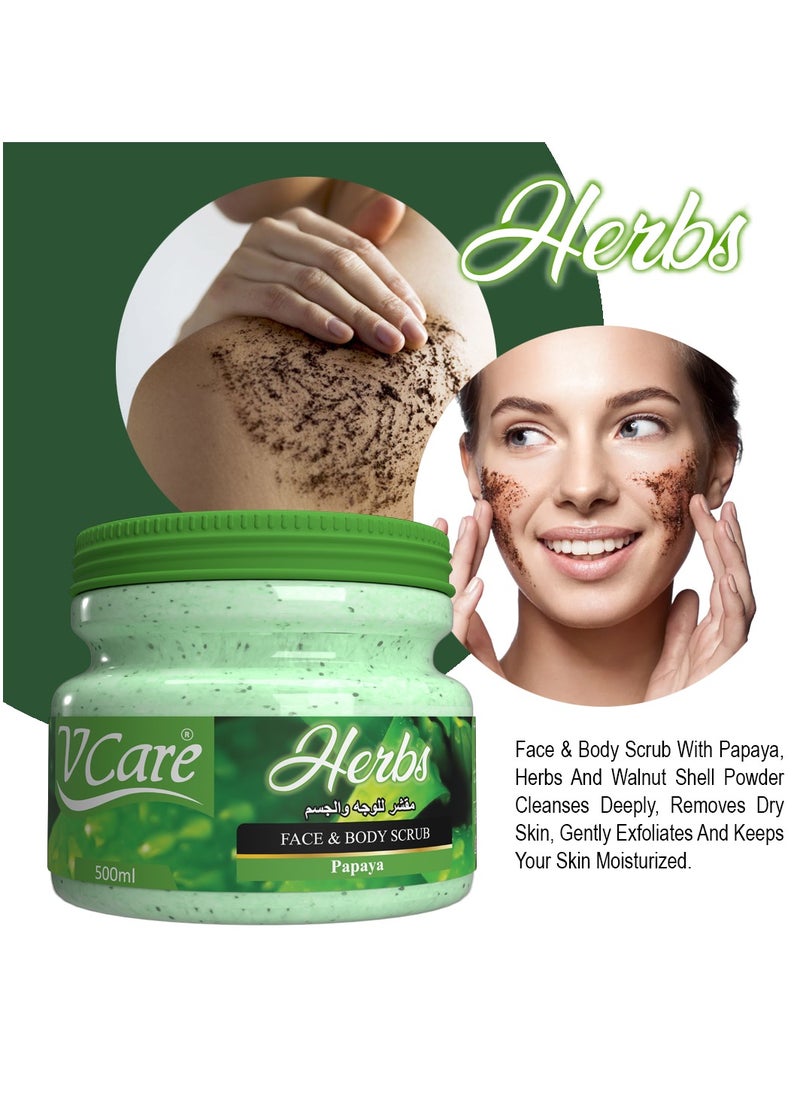 VCare - Vcare Face and Scrub 500ml |Papaya & Basil | Deep Cleansing & Invigorating - Image 1