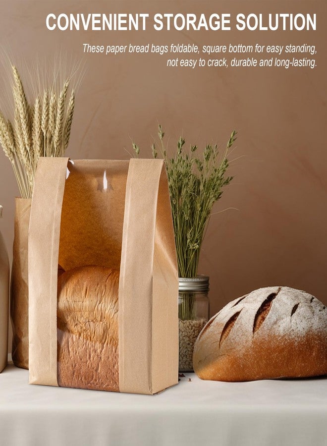 Hoewina Paper Bread Bags 25PCS, Sourdough Bread Bags for Homemade Bread, Large Bakery Bags with Window Includes 25PCS Label Seal Stickers for Homemade Bread Storage(13.7x8.3x3.5 inch) - Image 3