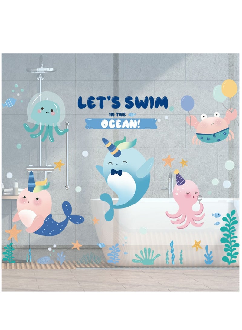 Bluejw Ocean Wind Cartoon Whale Wall Stickers Perfect For Kids' Bedrooms BathroomAnd Nurseries - Image 4