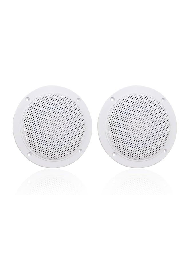 Herdio 4 Inches Waterproof Marine Ceiling Speakers with 160 Watts Power, Handling for Kitchen Bathroom Boat Car RV Camper Motorcycle Cloth Surround and Low Profile Design - 1 Pair (White) - Image 1