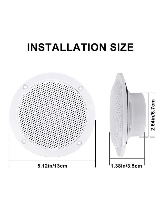 Herdio 4 Inches Waterproof Marine Ceiling Speakers with 160 Watts Power, Handling for Kitchen Bathroom Boat Car RV Camper Motorcycle Cloth Surround and Low Profile Design - 1 Pair (White) - Image 2