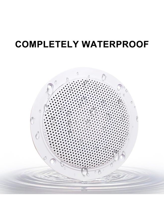 Herdio 4 Inches Waterproof Marine Ceiling Speakers with 160 Watts Power, Handling for Kitchen Bathroom Boat Car RV Camper Motorcycle Cloth Surround and Low Profile Design - 1 Pair (White) - Image 5