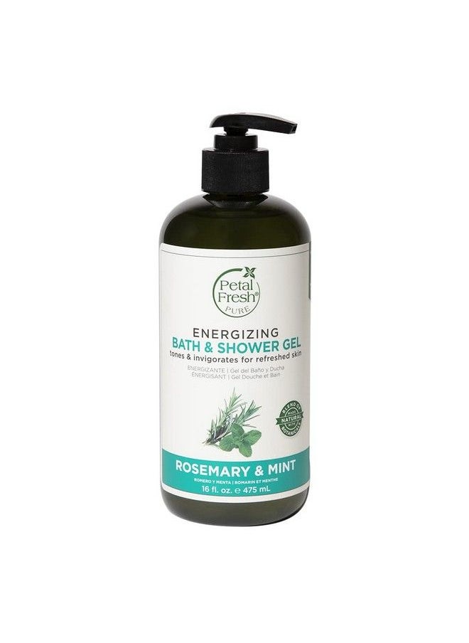 Petal fresh Pure Energizing & Rosemary Mint Bath Shower Gel 475 Ml ; Sulphate Color & Paraben Free ; All Natural Certified Organic; 100% Vegan & Cruelty Free  - Image 1