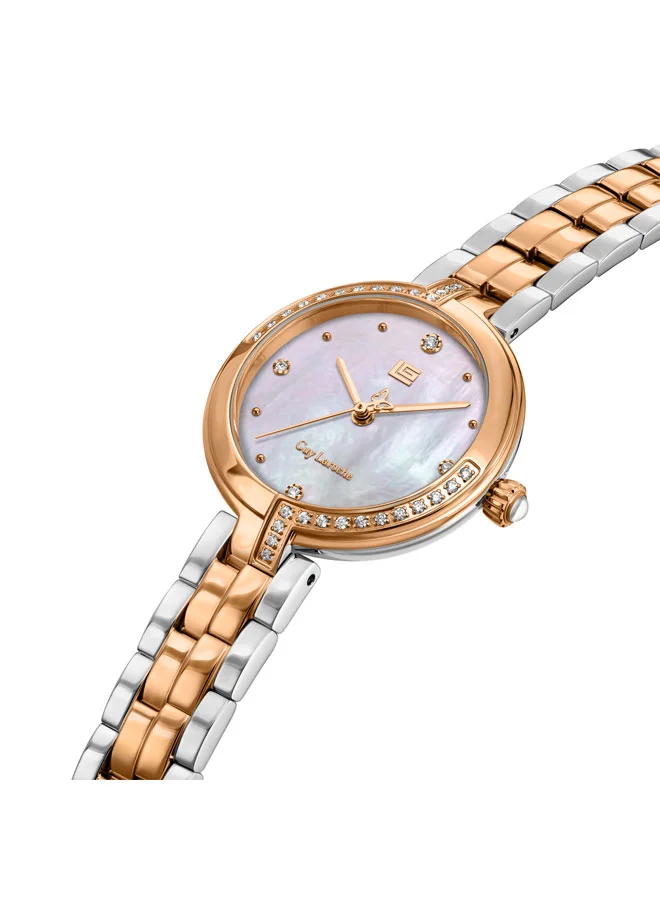 غاي لاروش Angela White Dial Stainless Steel Bracelet Analog Watch for Women, 27mm