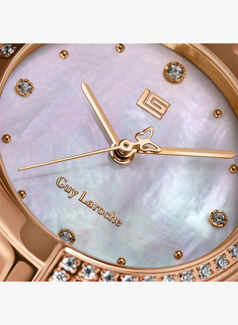 Guy Laroche Angela White Dial Stainless Steel Bracelet Analog Watch for Women, 27mm - Image 4