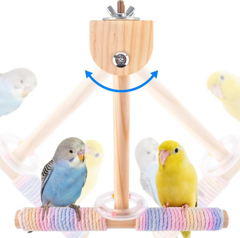 Bissap Bird Stand Perch Toy, Parakeet Wooden Exercise Shake Standing Pole Training Perches for Small Medium Budgies Cockatiel Conure Quaker Lovebird Hanging Bird Cage Accessories - Image 1