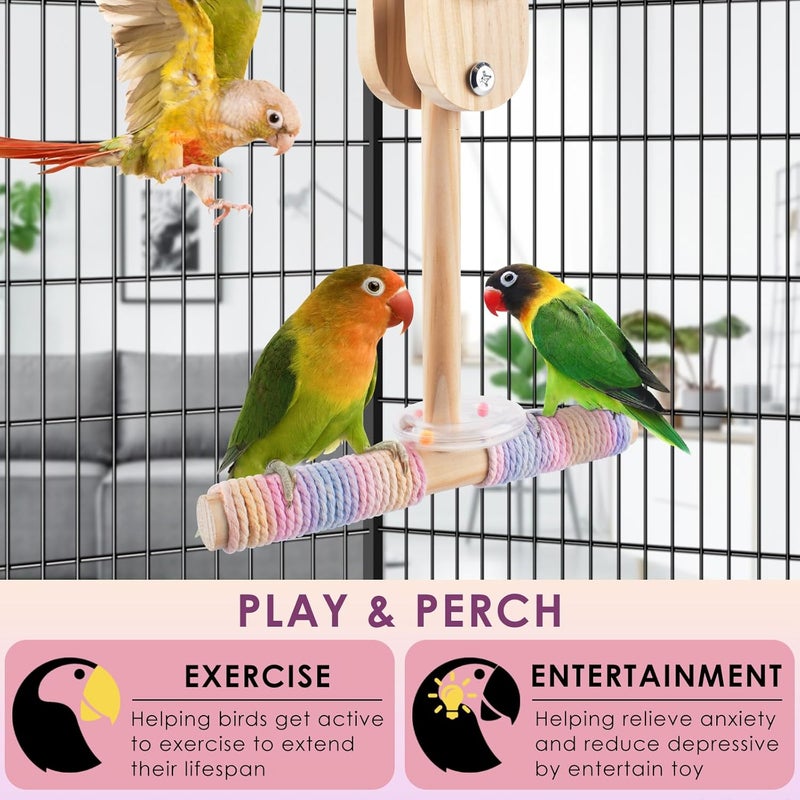 Bissap Bird Stand Perch Toy, Parakeet Wooden Exercise Shake Standing Pole Training Perches for Small Medium Budgies Cockatiel Conure Quaker Lovebird Hanging Bird Cage Accessories - Image 4
