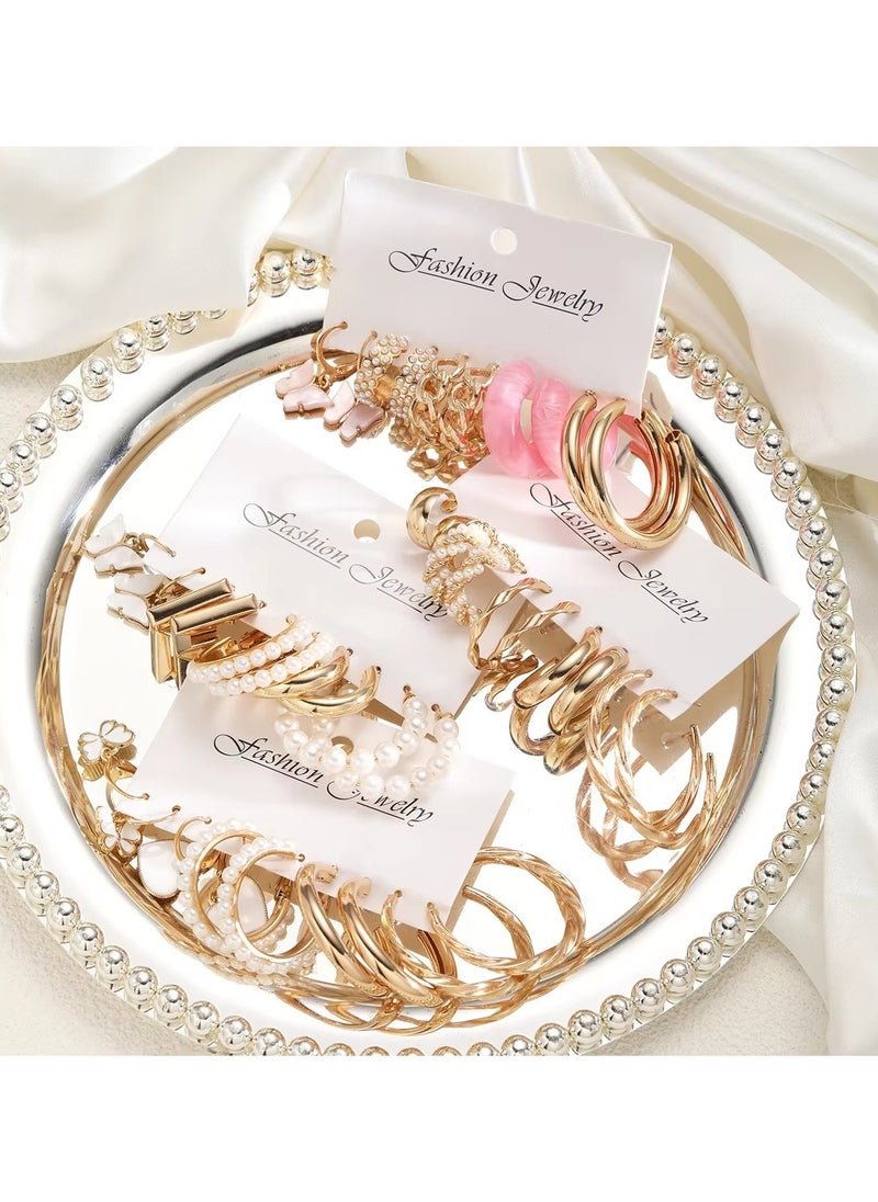 Huitich Chic 20 Pcs Gold Colour Hoop & Butterfly Charm Earring Set  - Image 2
