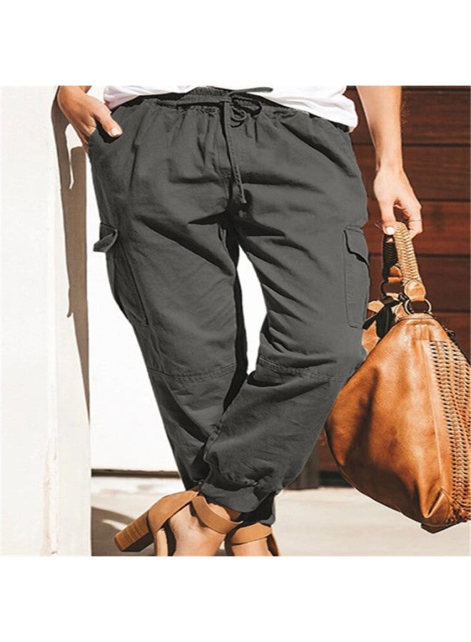 2023 European And American Wish Independent Station Women's Solid Color Casual Fashion Pocket Work Pants