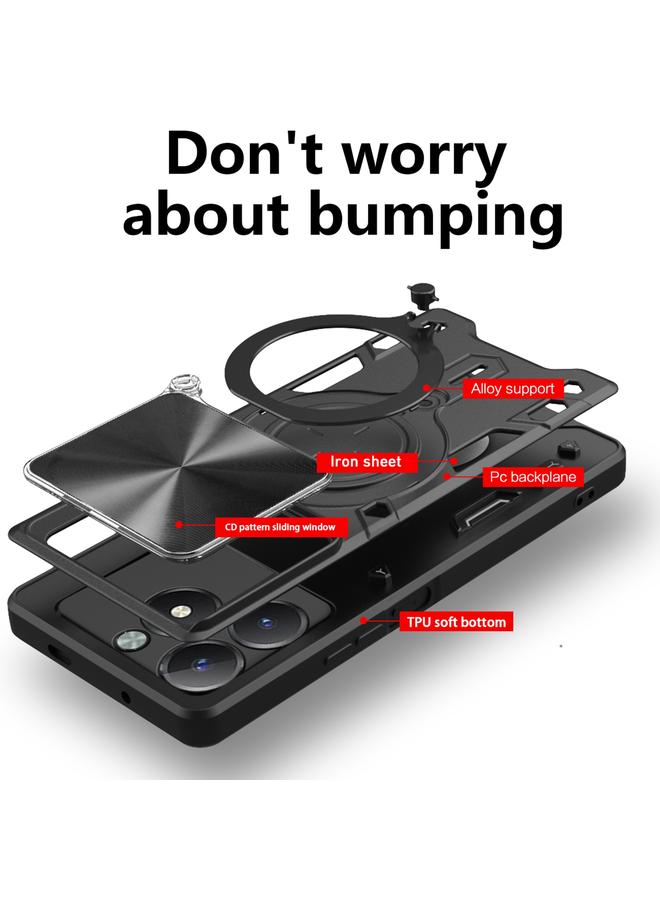 اس-توب جراب لهاتف Realme C61 / C63 CD مزود بحامل مغناطيسي منزلق من مادة Camshield - Image 3