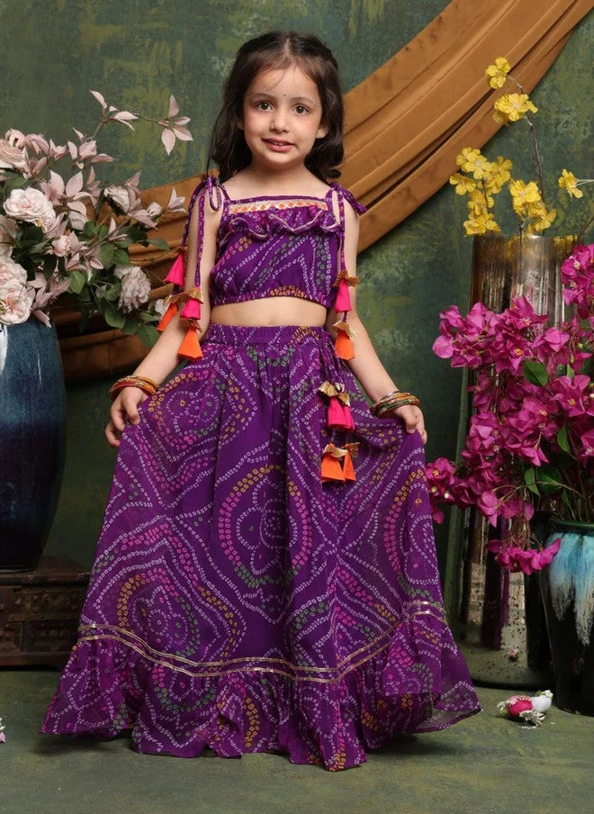 Saka Designs Purple Printed Lehenga Choli Set for Girls